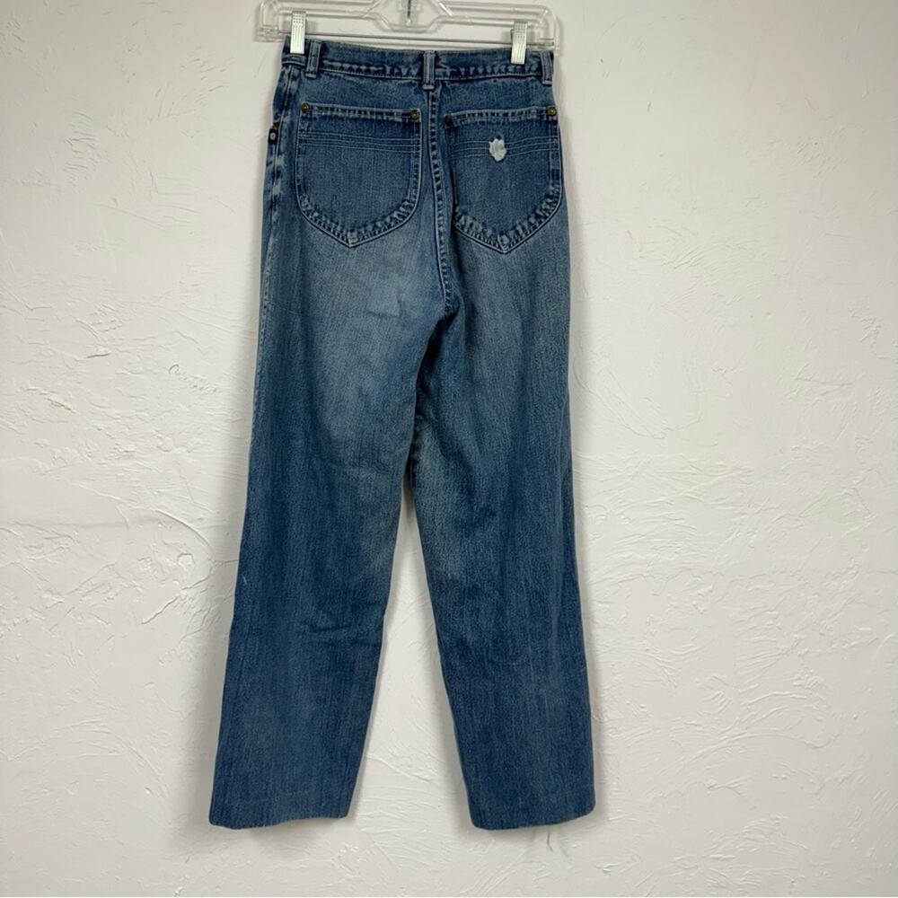 Vintage Wide Leg High Rise Jeans Womens 9 Medium Wash Blue Denim 90s - Picture 8 of 14